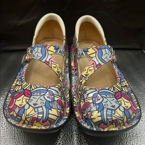 ALEGRIA Red, Green, Yellow and Blue Shoes with Vibrant Design